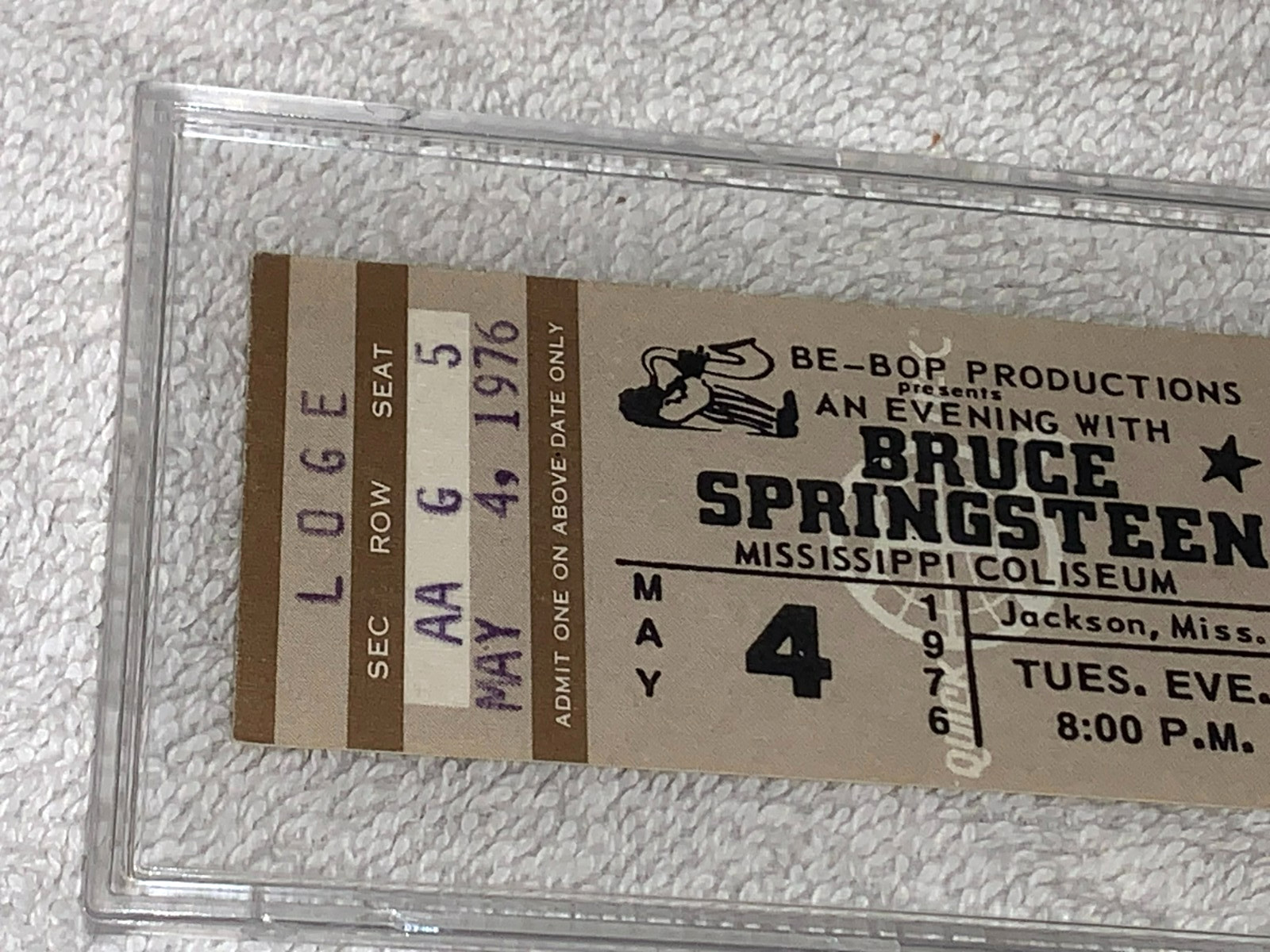 BRUCE SPRINGSTEEN 1976 UNUSED CONCERT TICKET JACKSON MISSISSIPPI Ephemera USA B