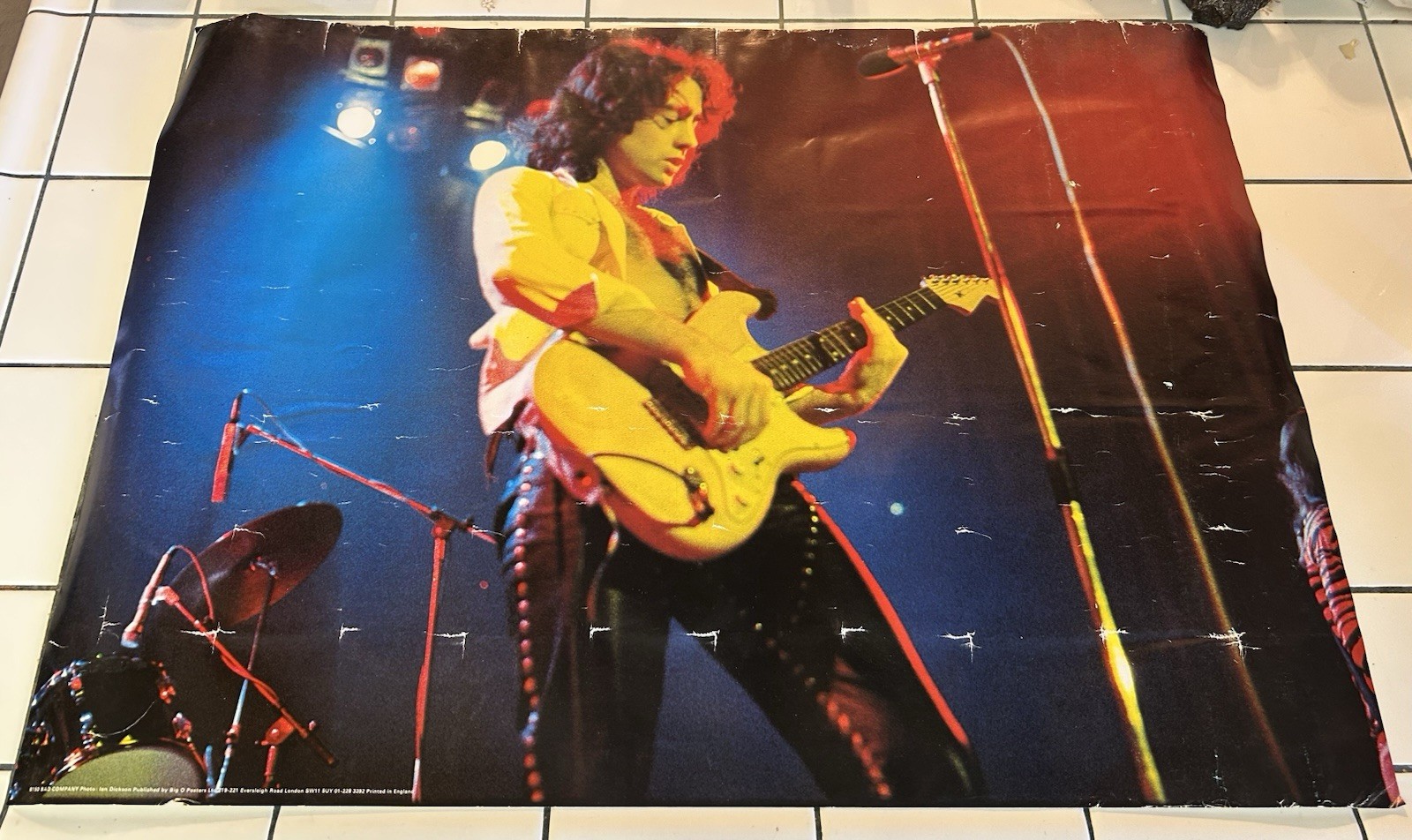Vintage BAD COMPANY Poster 32×23” PAUL RODGERS Guitar 1970’s ROCK Rare HTF