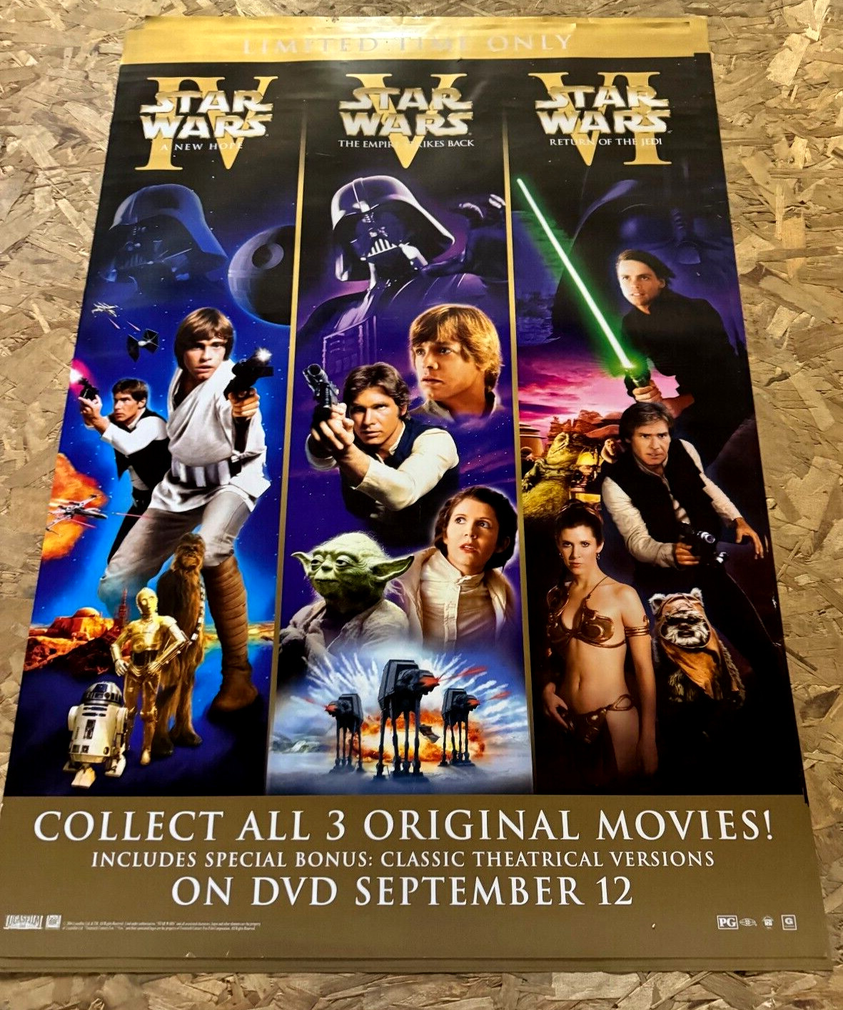 Star Wars IV, V, V1 – VIDEO STORE MOVIE POSTER 27″ x 40″ – NEW ORIGINAL -LIM EDN
