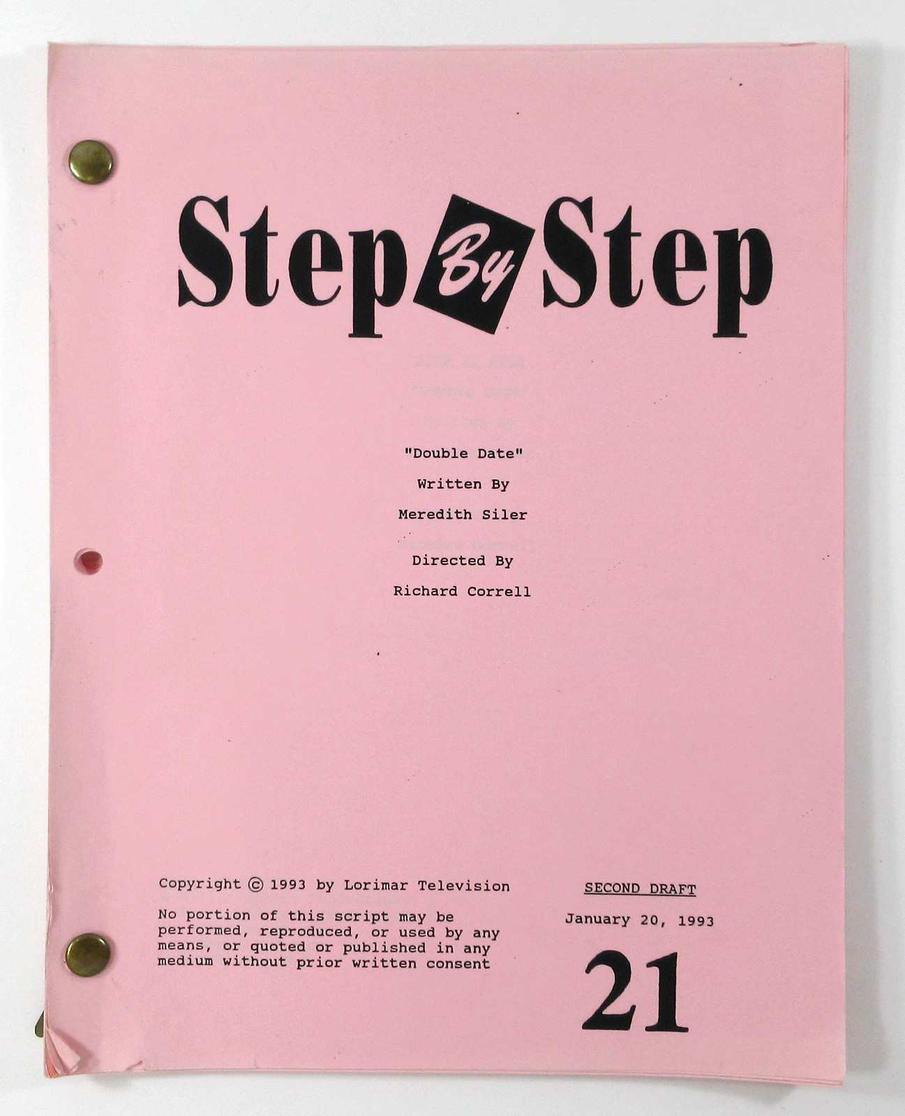 Step By Step TV Show Script Patrick Duffy Double Date S4.E15 Second Draft 1993