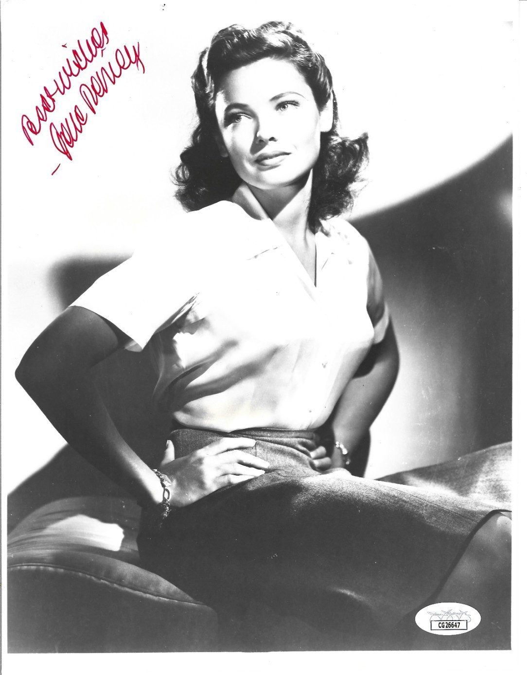 Gene Tierney REAL hand SIGNED Promo Photo #1 JSA COA Autographed Golden Age