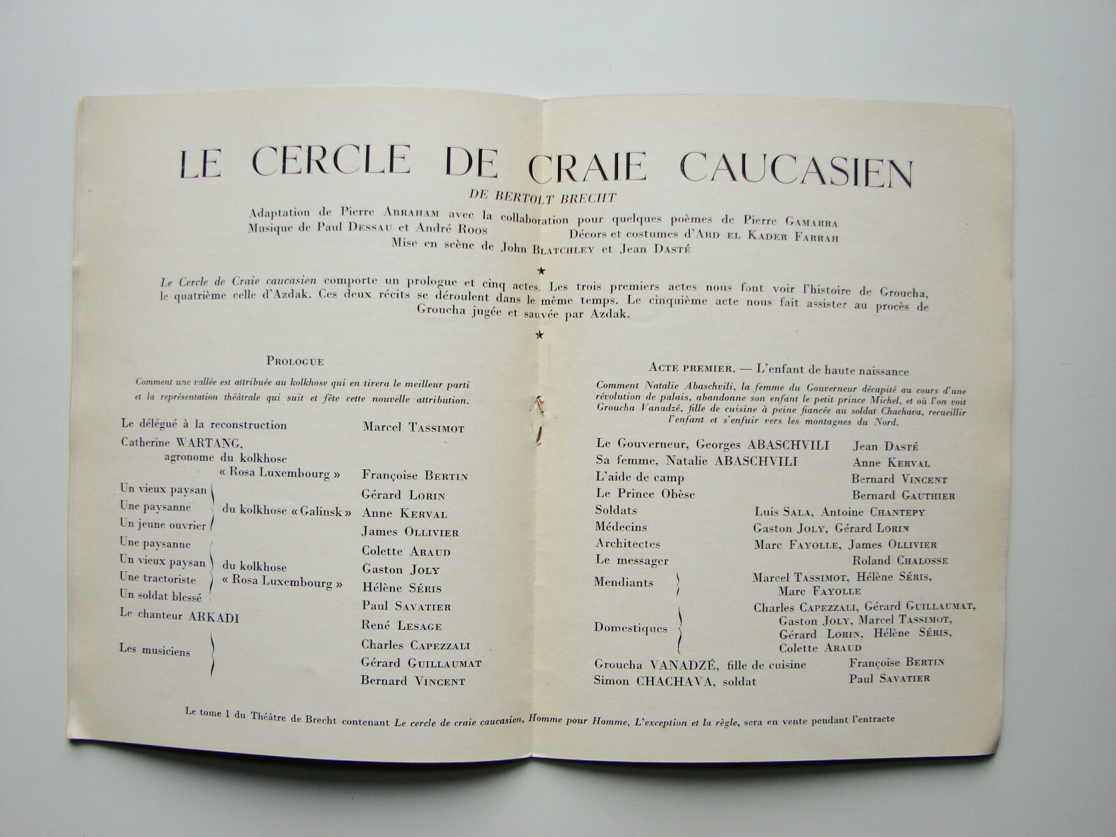 Comedie De Saint-Etienne Theater Program 56/57, Brecht Cercle de Craie Caucasien