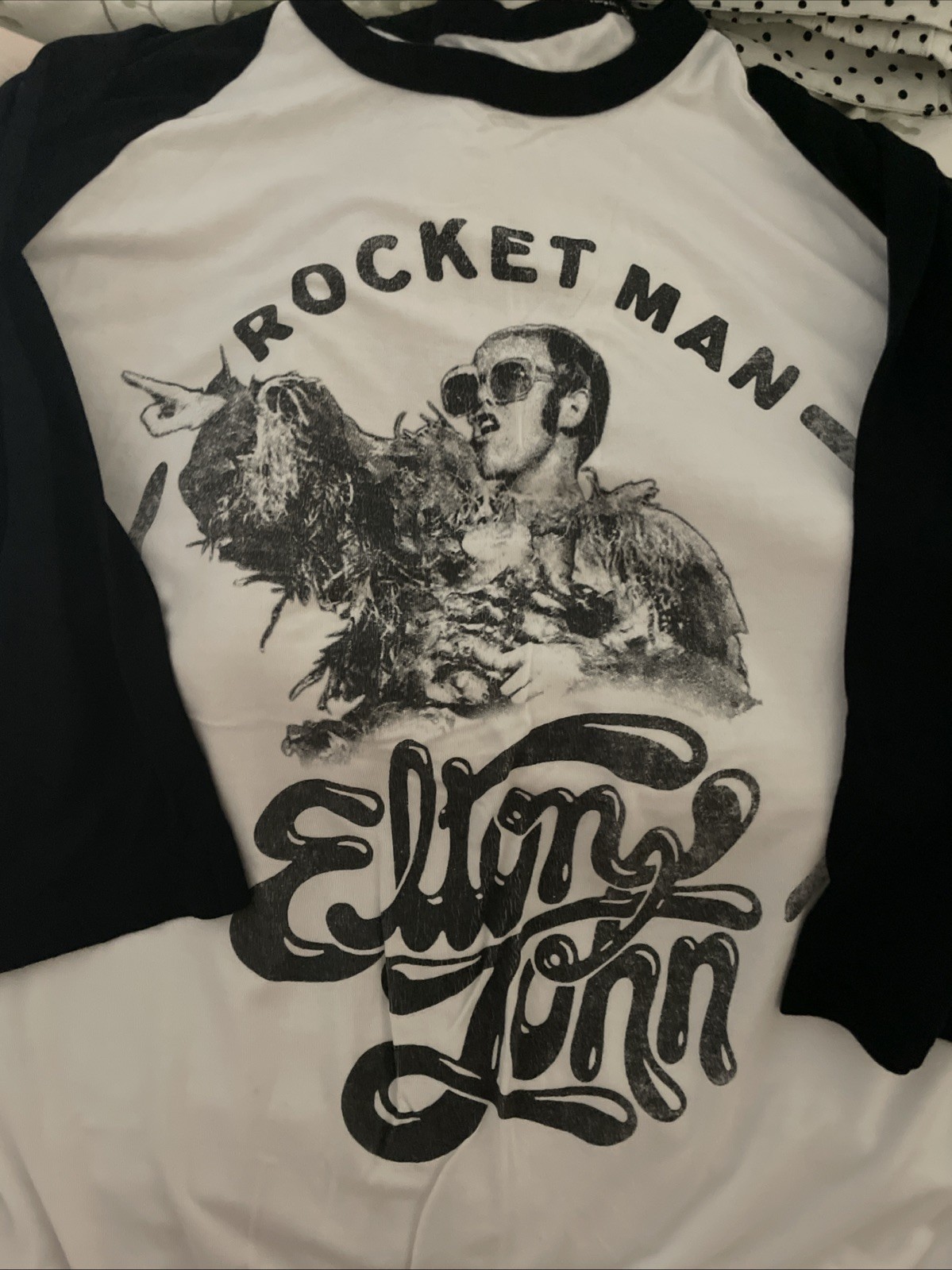 ELTON JOHN Rocket Man 2019 Farewell Concert T-SHIRT Large Baseball 3/4 Sleeve