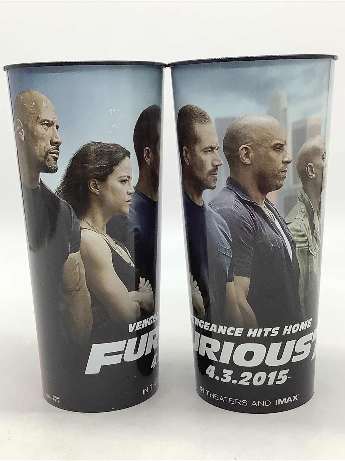 2 Fast & Furious 7 Plastic Cup 44 oz – Movie Cinemas Theatres Tumblers 2015