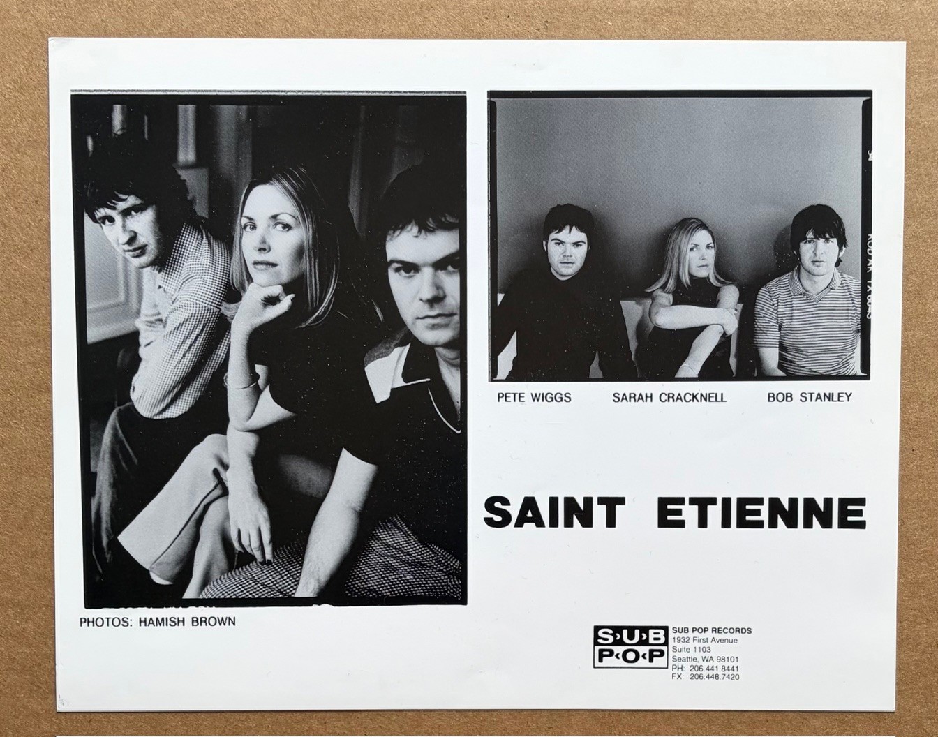 Saint Etienne – RARE promo 8×10 black and white publicity photo ‘02