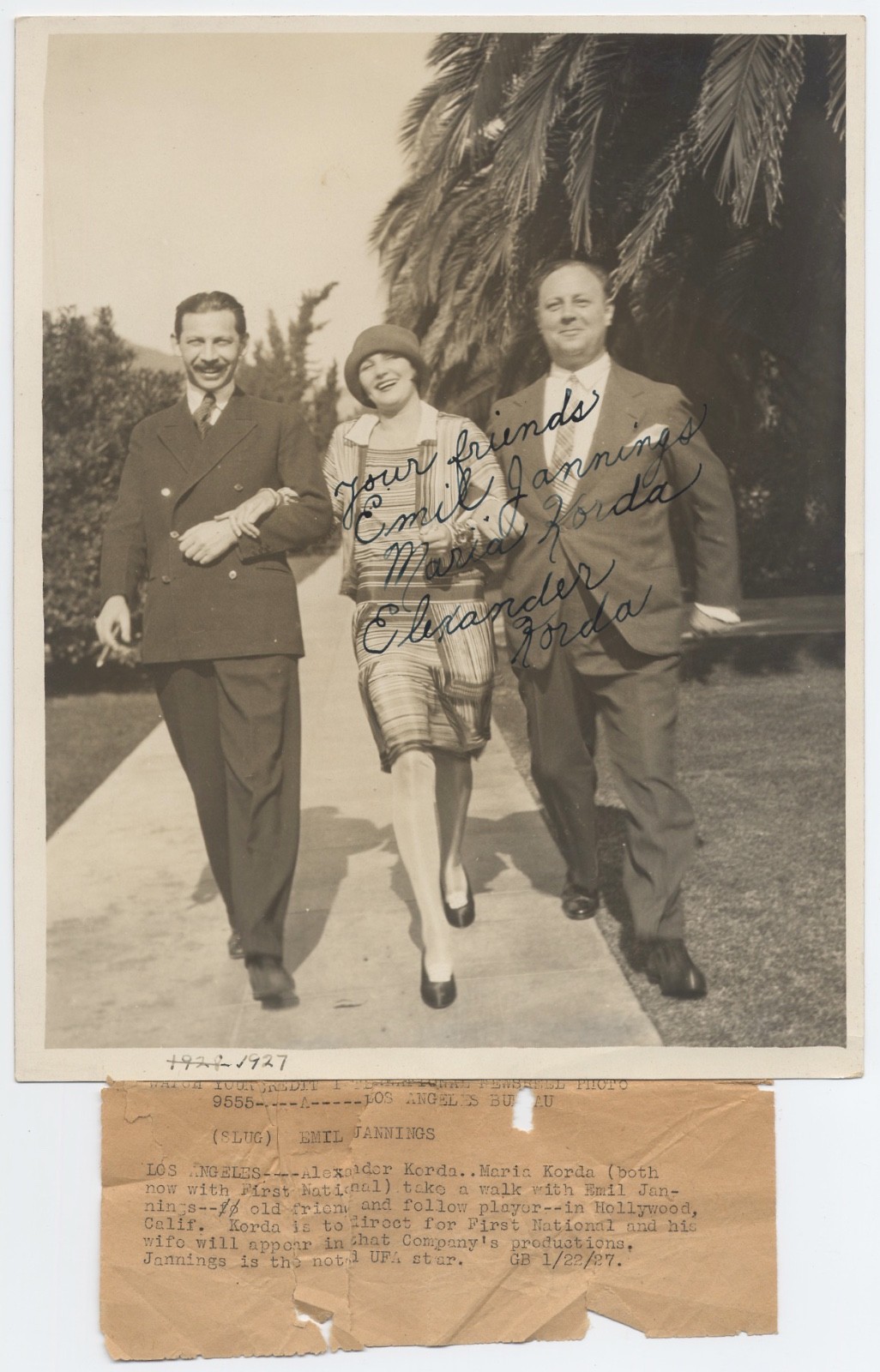 First National ALEXANDER & MARIA KORDA, EMIL JANNINGS Original Photograph, 1927