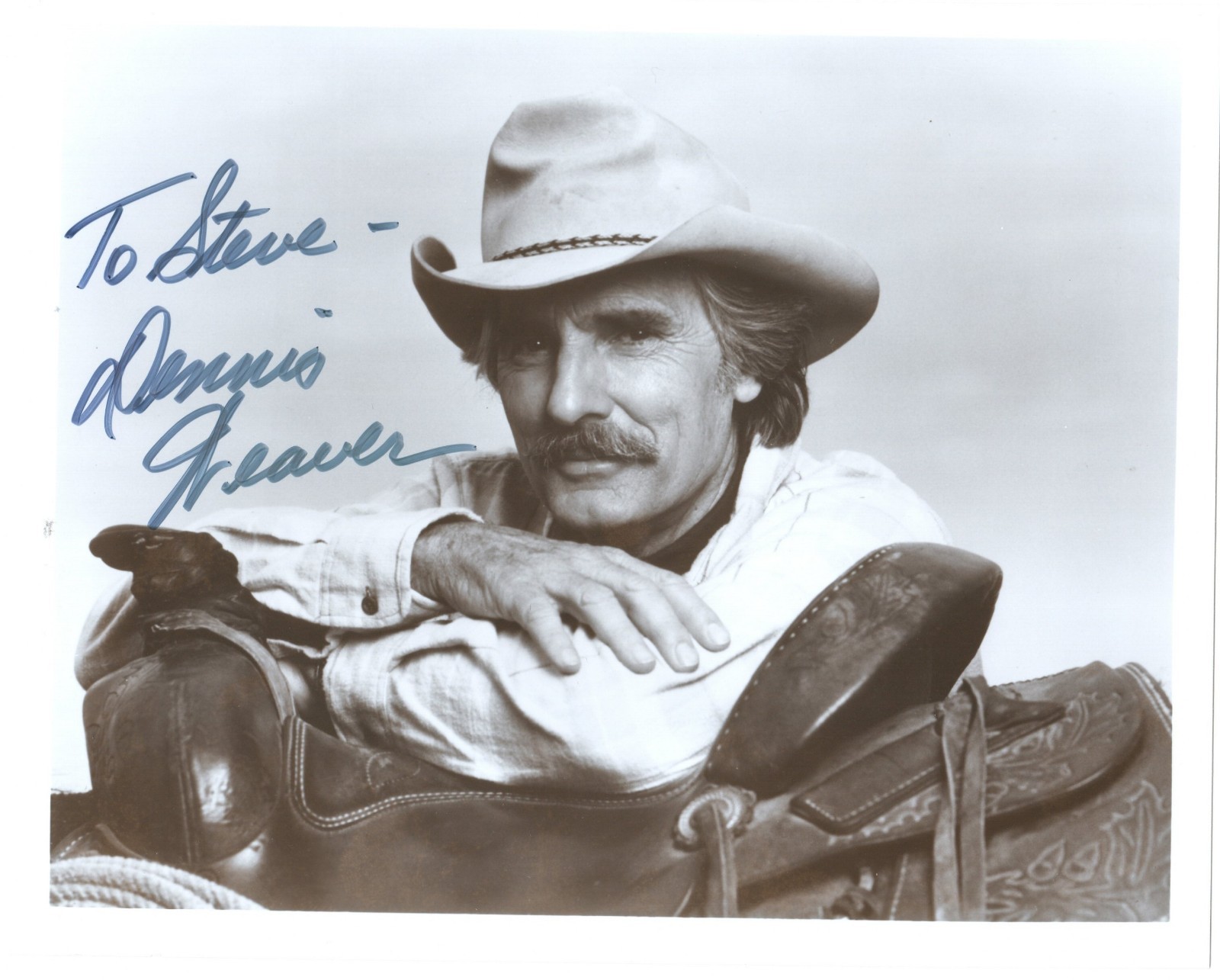 DENNIS WEAVER Autograph Inscribed Signed 1980s 8X10 B&W Photo w/COA BUCK JAMES