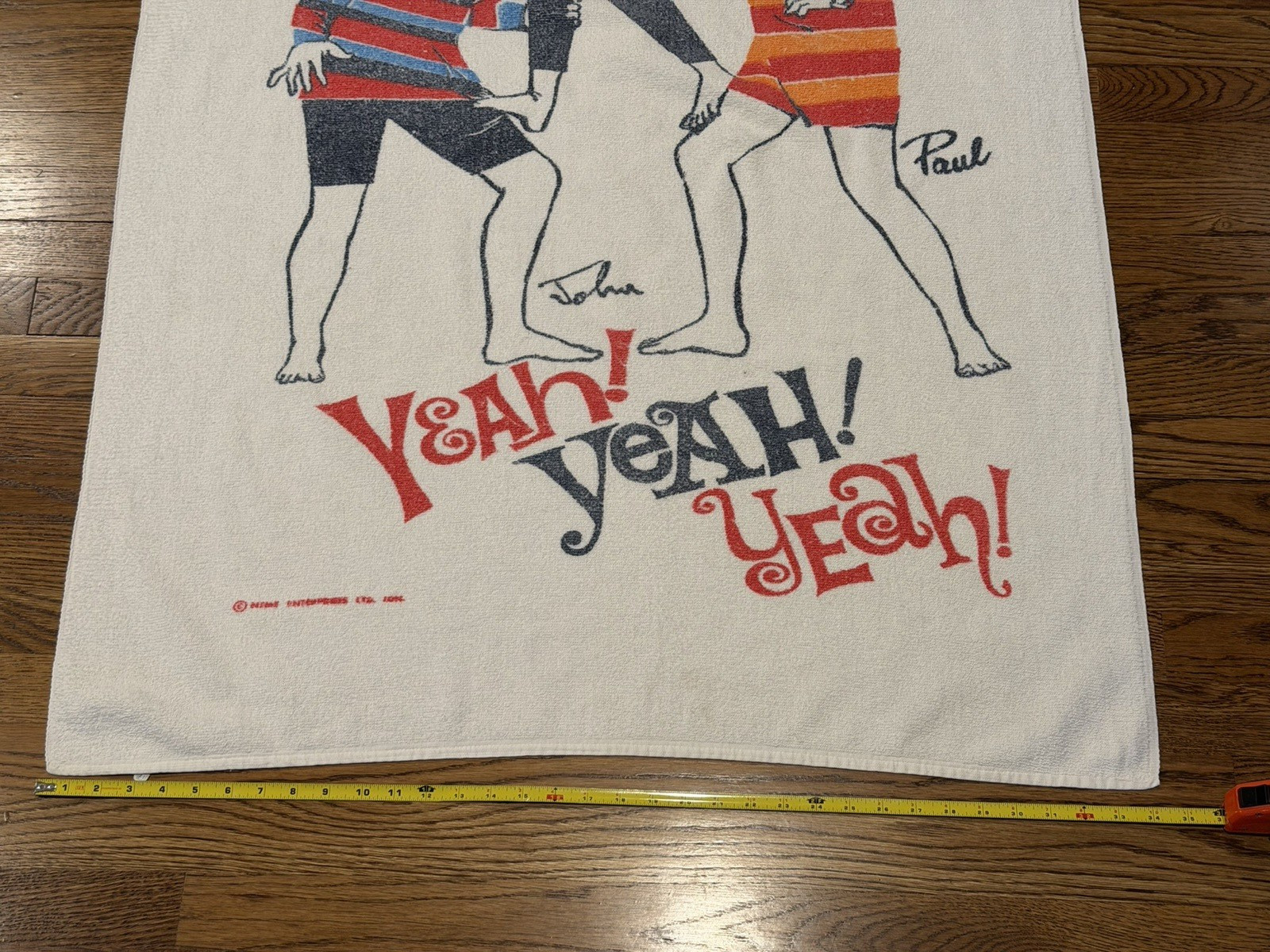 1964 Beatles Beach Towel Vintage Cannon NEMS Yeah Yeah Yeah Tagged Fab Rare