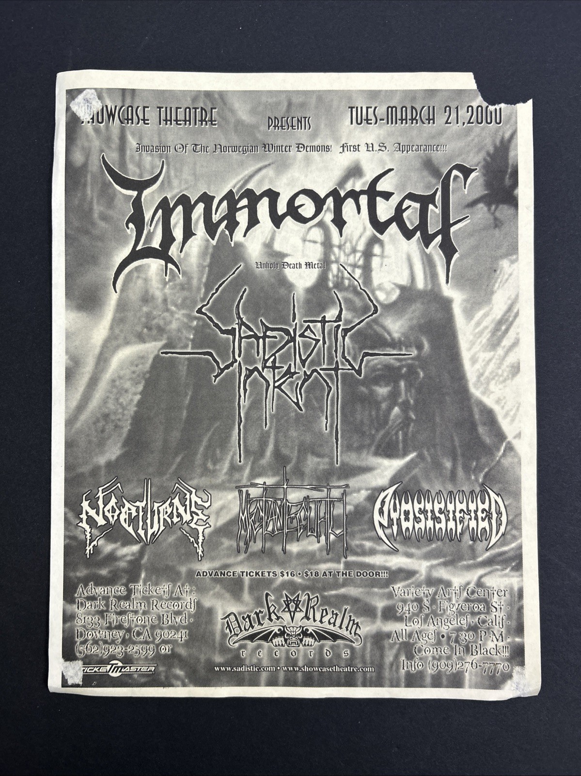 RARE DEATH/BLACK METAL SHOW FLYER DOUBLE SIDED 2 MANY TO LIST SEE DESCRIPTION