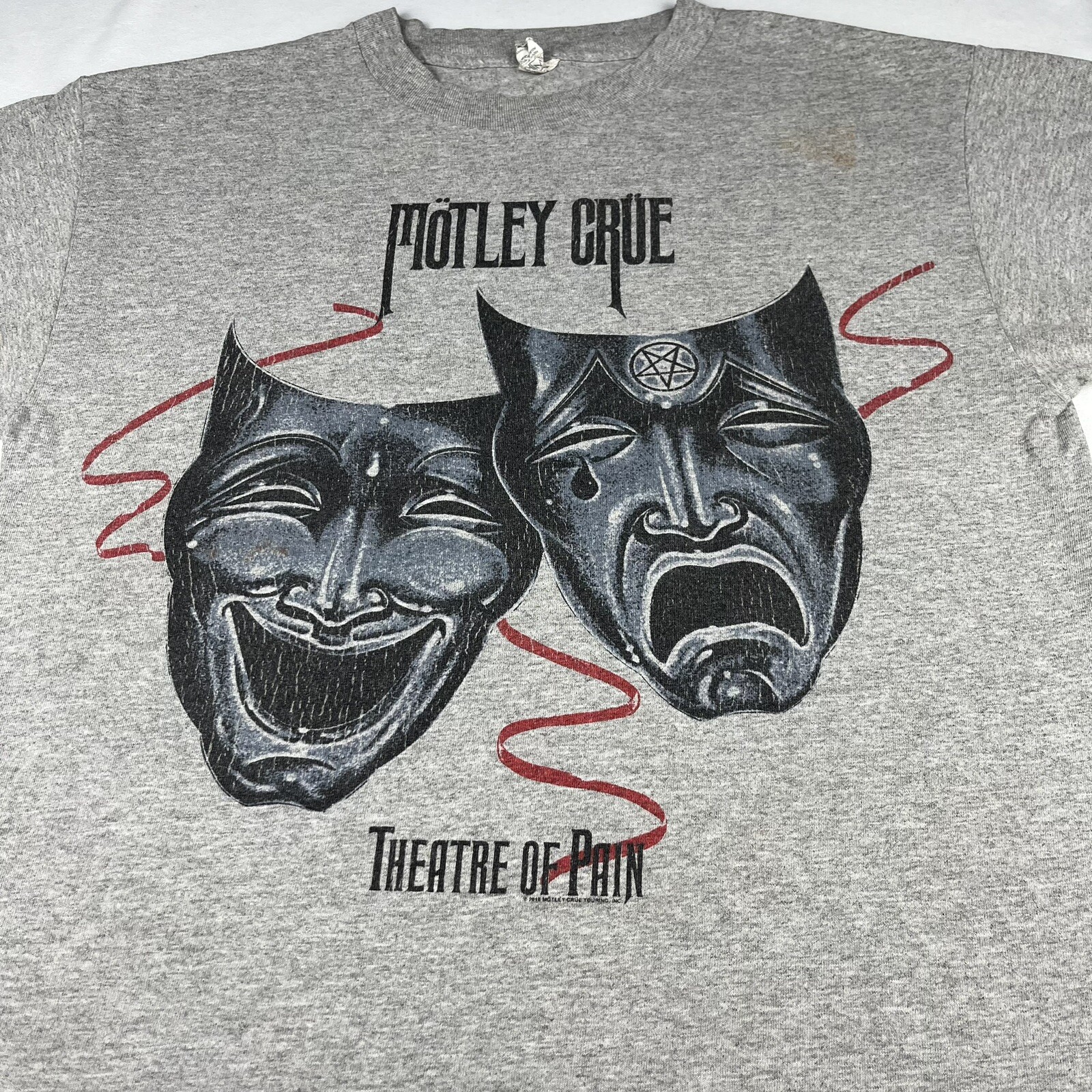 Motley Crue Theatre of Pain Band Tee Size Medium Alstyle Distressed Graphic Gray