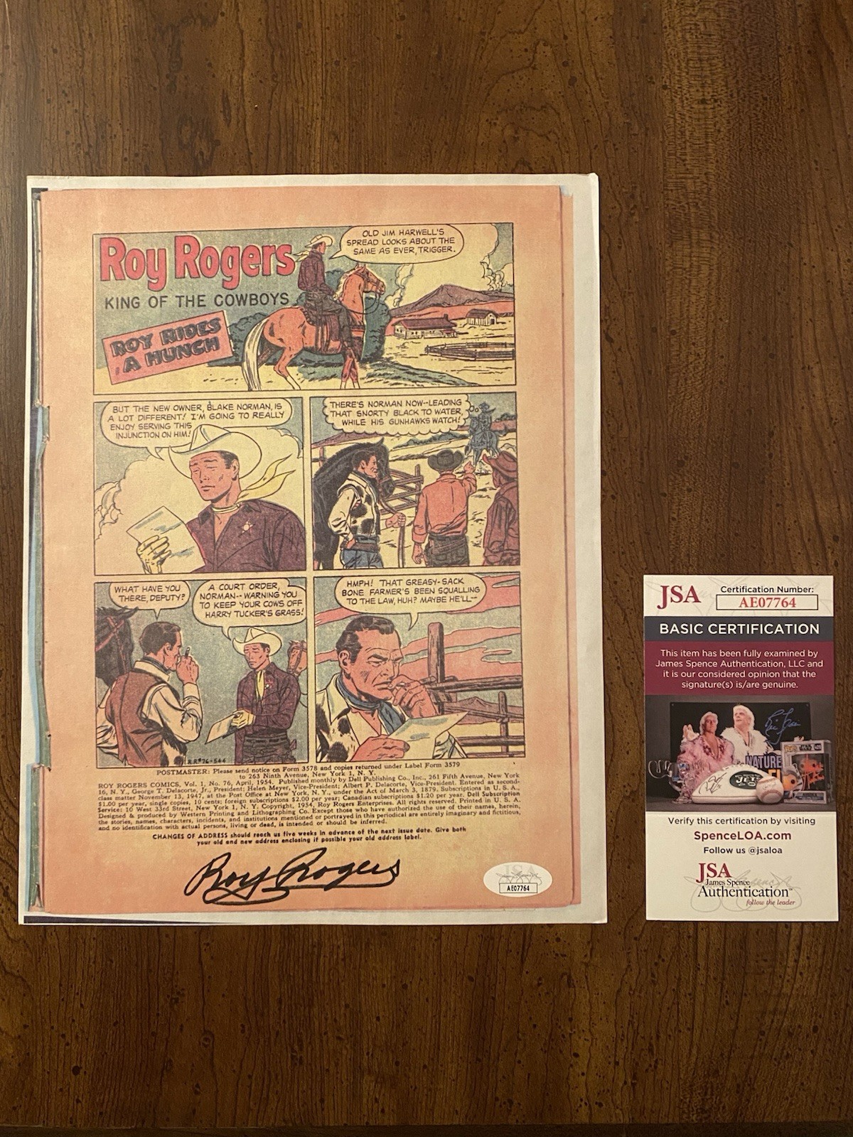 Roy Rogers Signed Autographed Comic Book Page Photo With JSA COA NICE