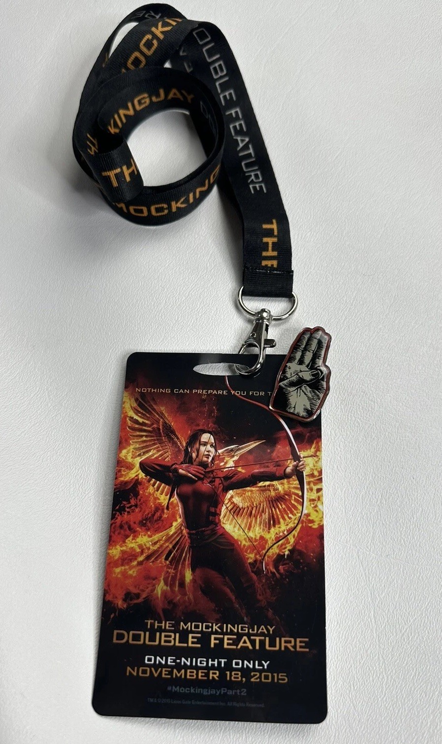 Hunger Games The Mockingjay Part 2 Double Feature Promo Lanyard 3 Finger Pin