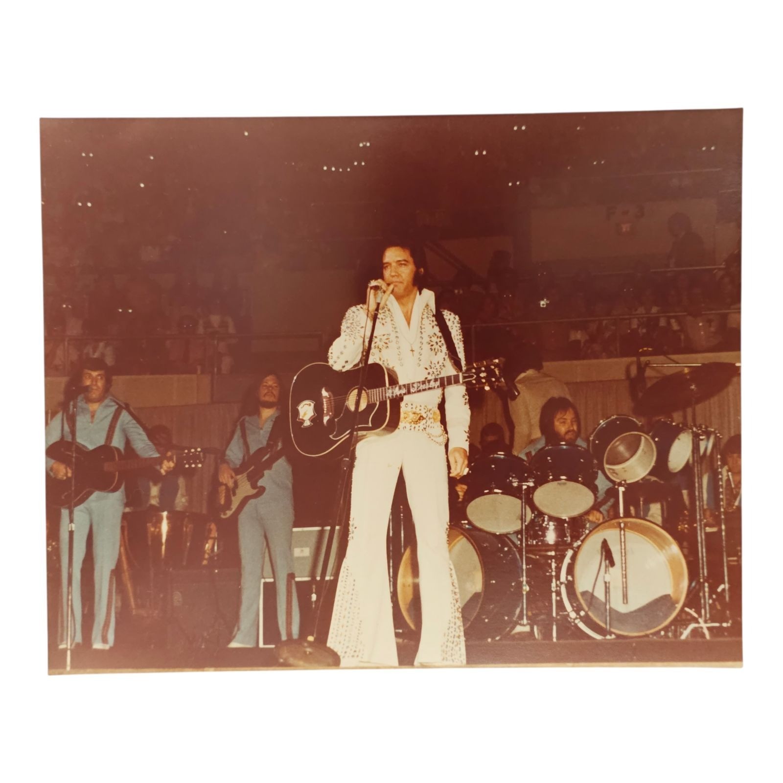 Elvis Presley 8×10 Photo On Stage Municipal Auditorium Nashville 1973 Snowflake