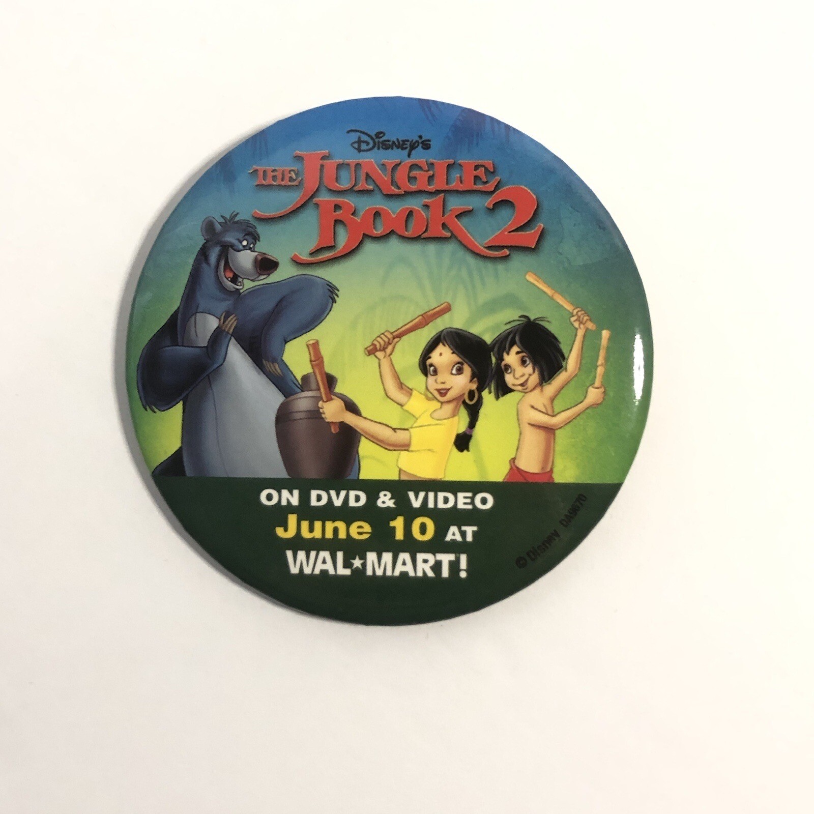 disney’s the jungle book 2 movie promo walmart button badge pinback 3 inch