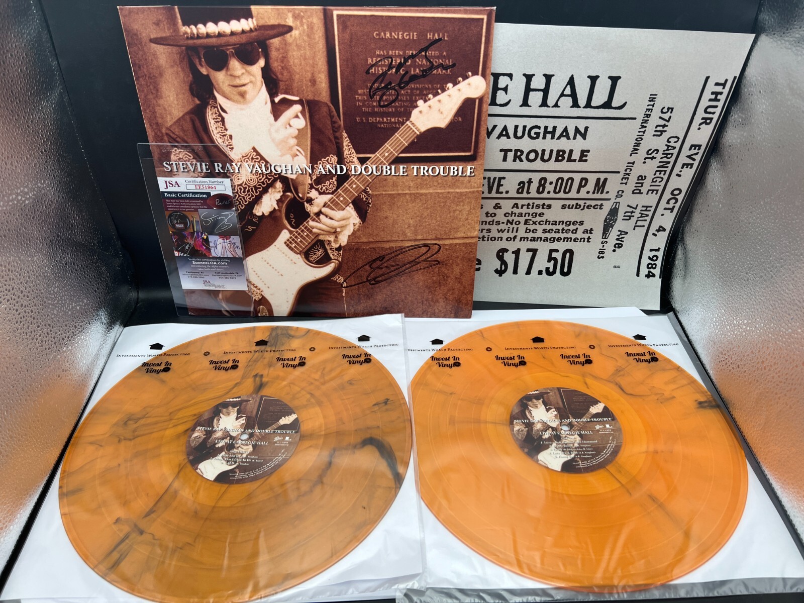 Stevie Ray Vaughan Double Trouble Signed Live At Carnegie Hall RSD Vinyl JSA COA