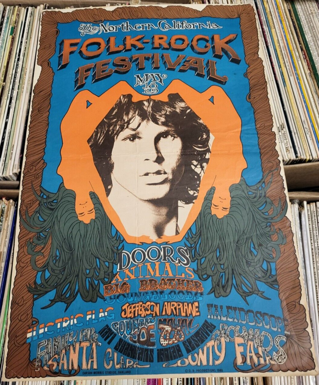 NorCal Folk-Rock Festival ’68 14×22 Vintage Concert Poster Handbill Doors Joplin
