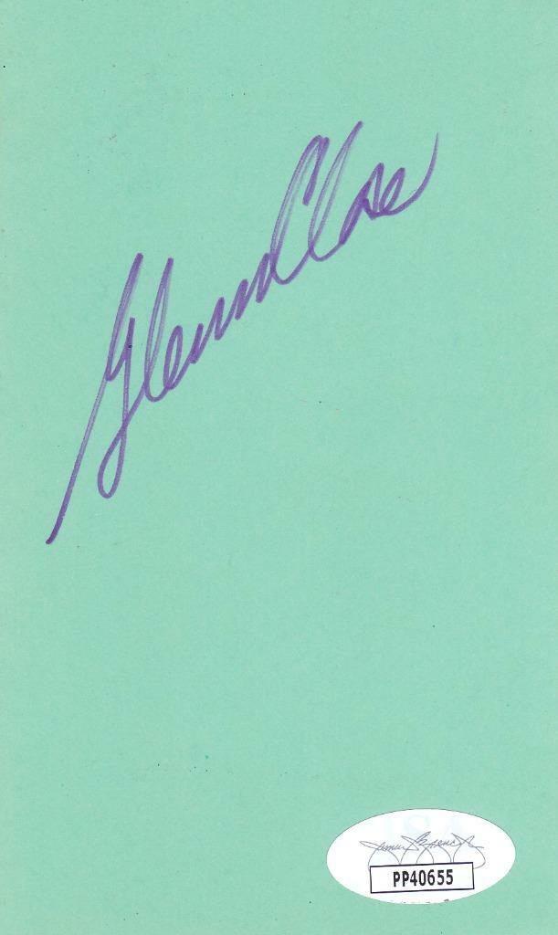 GLENN CLOSE Signed 3X5 Index Card Actress/Fatal Attraction JSA PP40655
