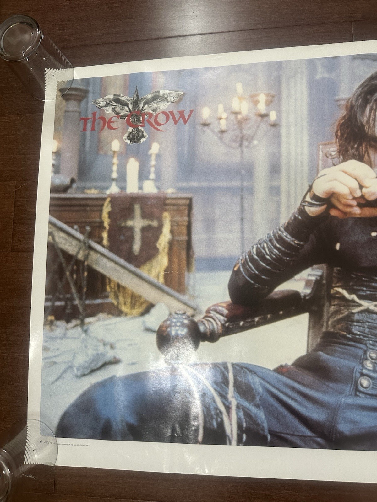 Vtg 90s The Crow Movie Poster 1994 Brandon Lee Graphic Crowvision Flaws 25×35