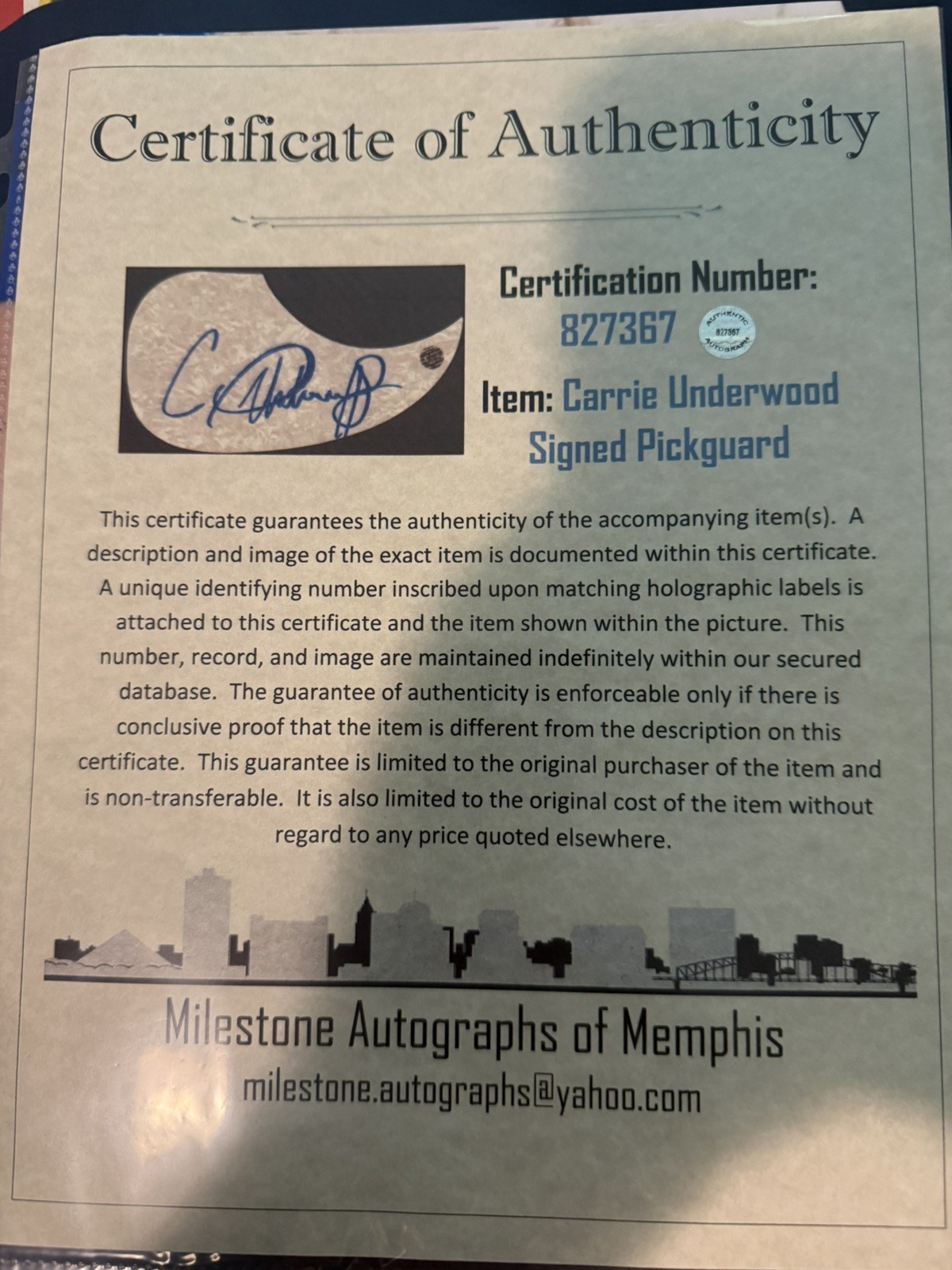 CARRIE UNDERWOOD Autographed Signed Acoustic Guitar w/ COA, NEW! – NO RESERVE!