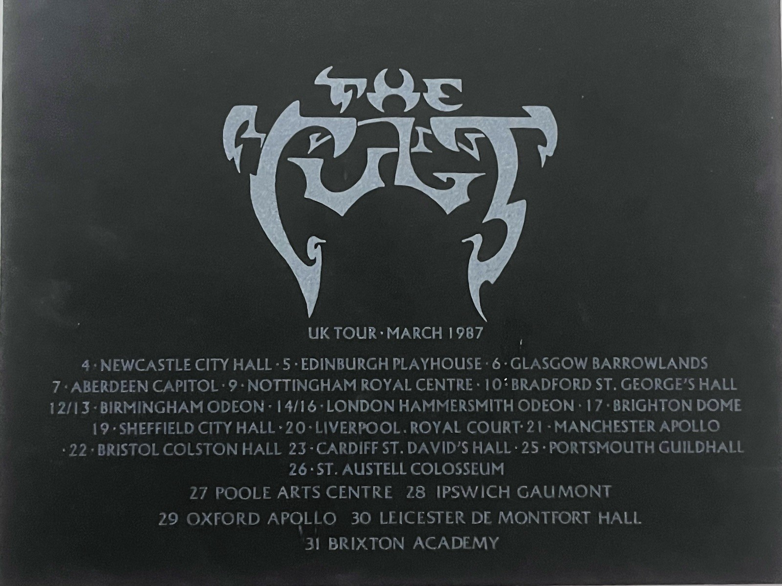 The Cult Electric Tour 1987 Program Ticket Stub Oxford UK