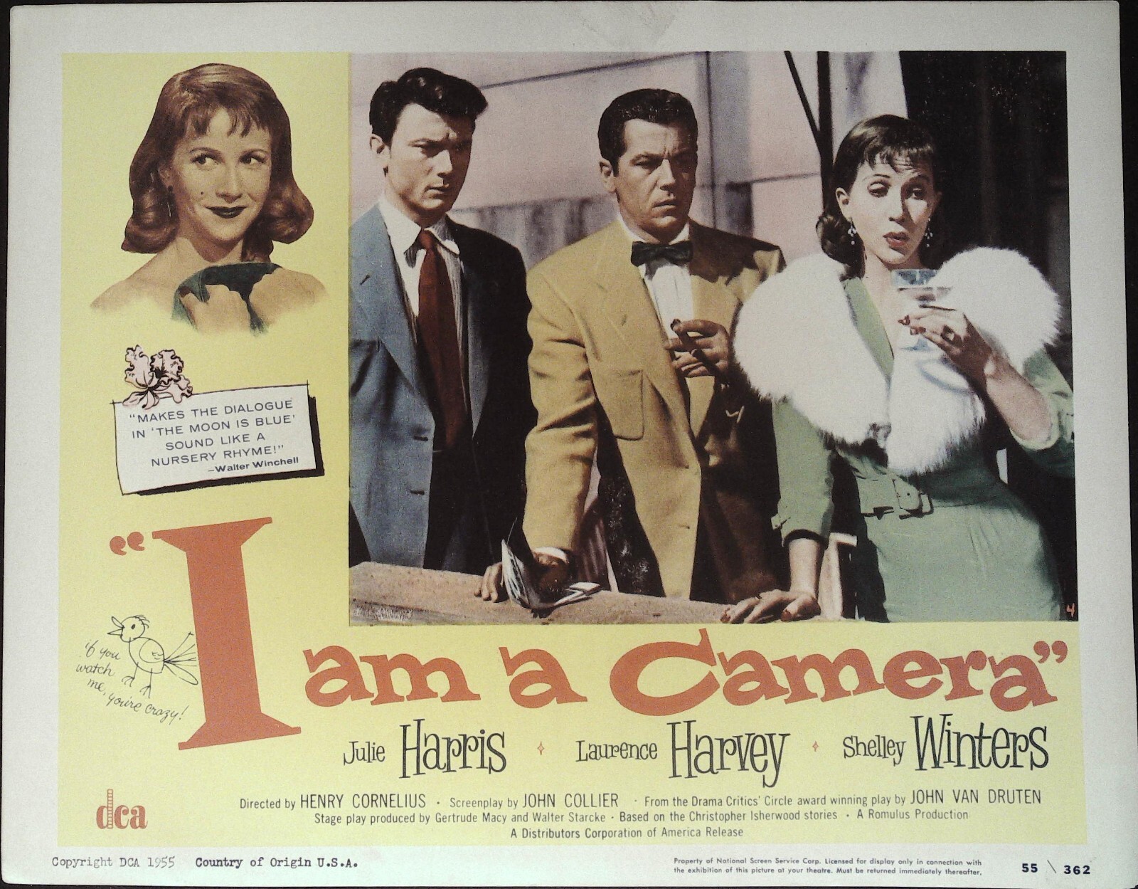 I am a Camera Lot of Four Lobby Cards 1955 Julie Harris, Laurence Harvey!