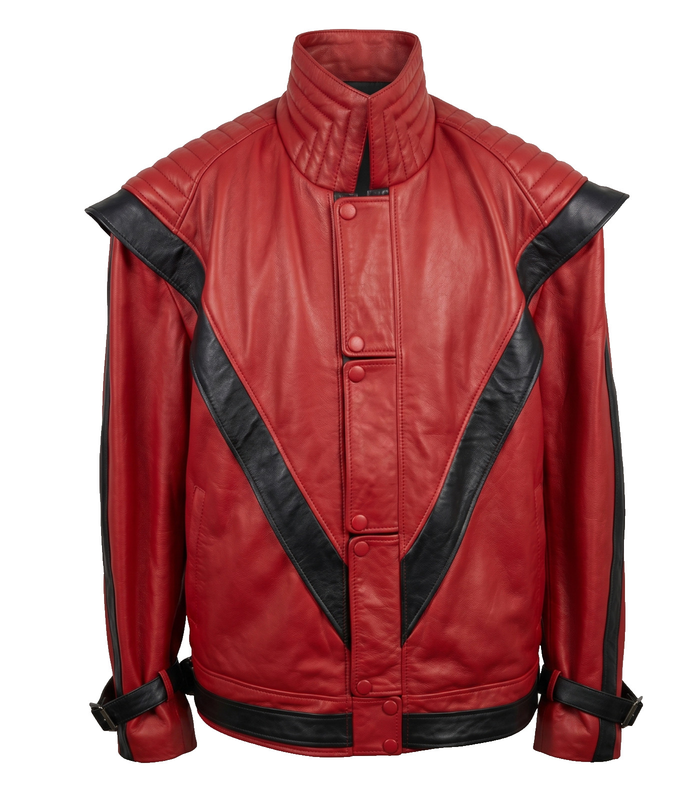 Mens Michael Jackson Thriller Jacket Red Real Sheepskin Leather MJ Cosplay