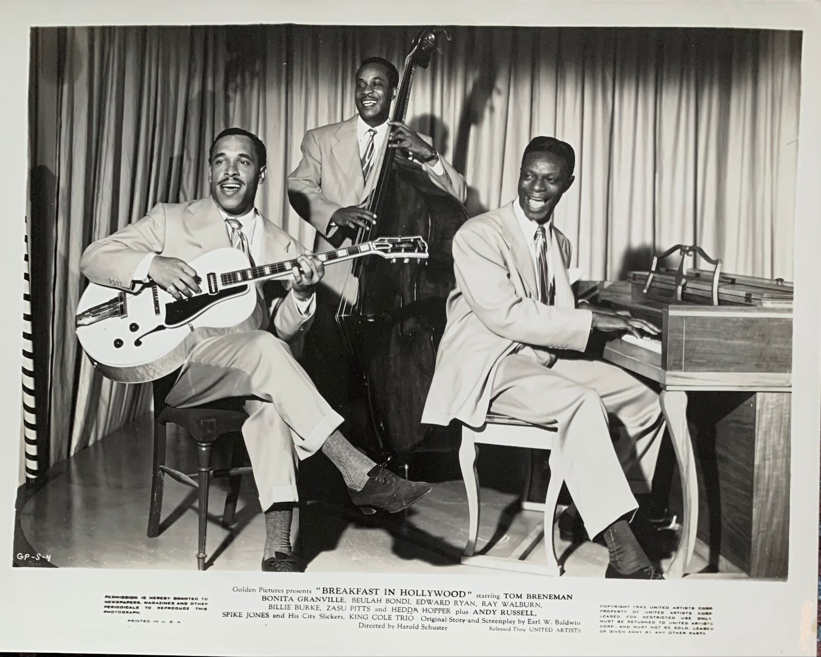 Nat King Cole Trio in “Breakfast in Hollywood” Original Publicity Photo (1946)
