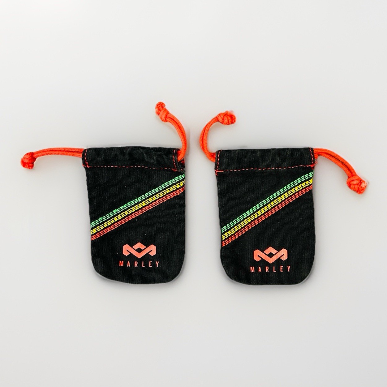 House of Marley Mini Drawstring Pouches Set of 2 Rasta Stripe Black