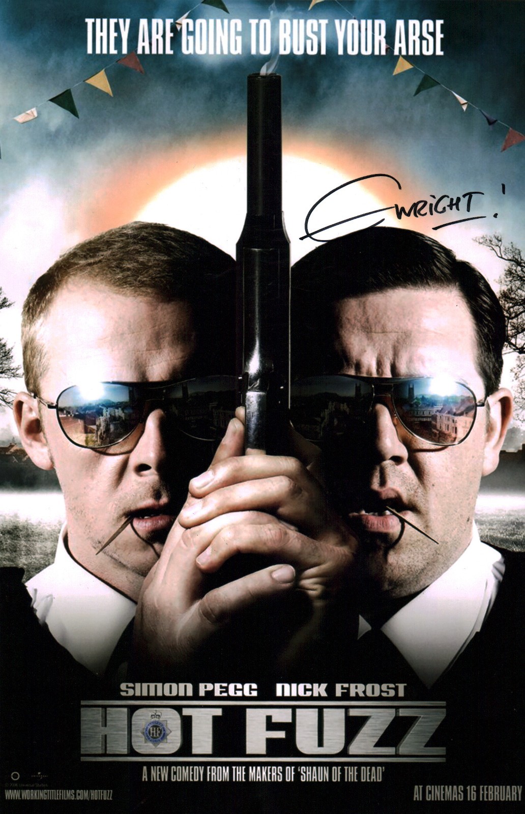 Edgar Wright Hot Fuzz 11×17 Photo Poster JSA Certified Autograph