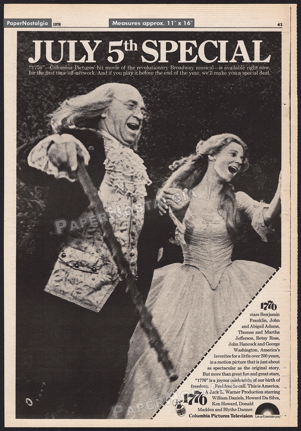 1776 – Original 1976 Trade AD / poster – Bicentennial TV Promo – Musical (1972)