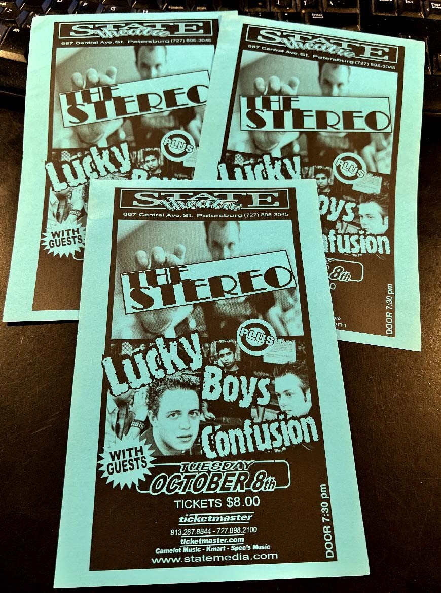 3 Concert Flyer Handbills Lucky Boys Confusion The Stereo 2000? State Theatre FL