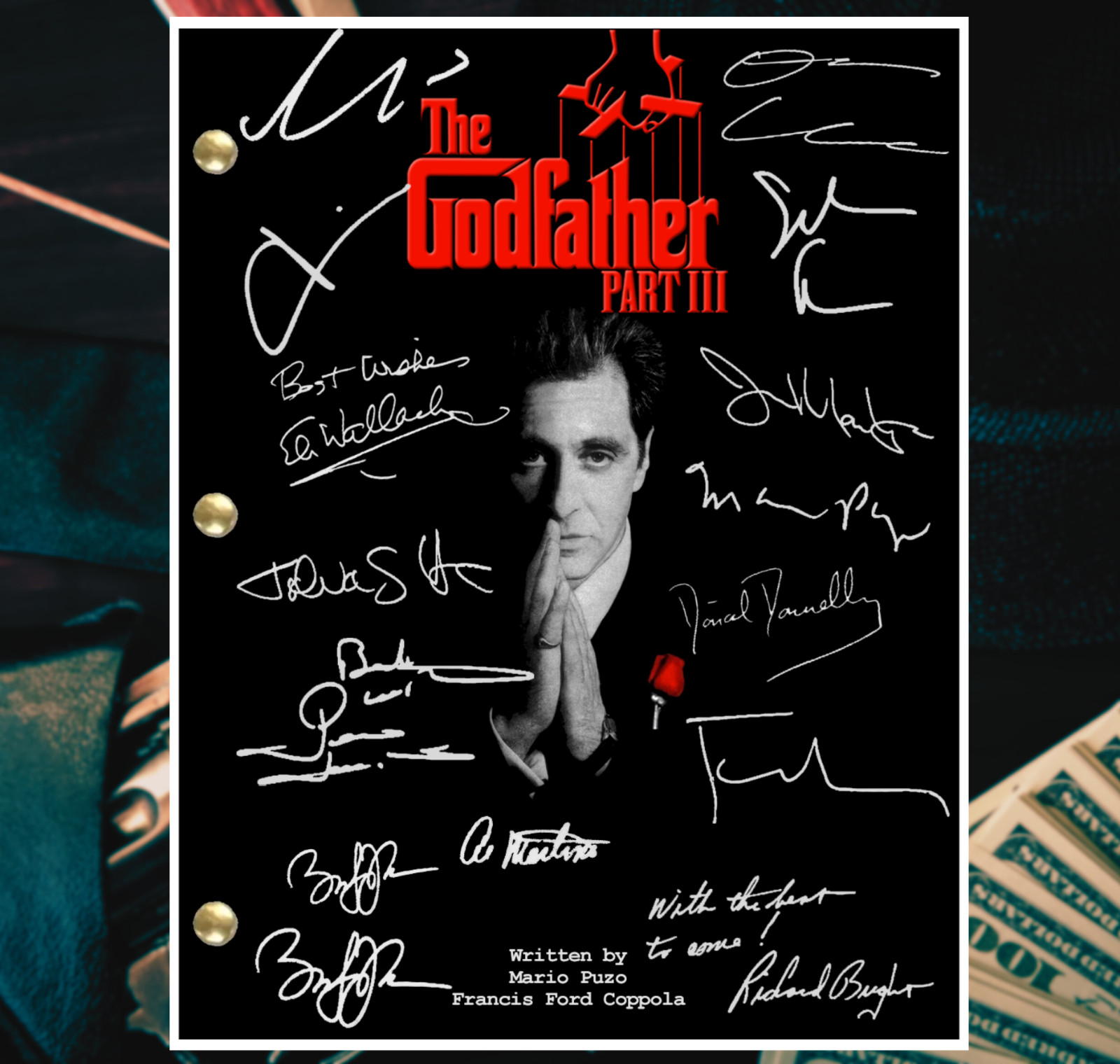 The Godfather Part III Script Signed, Autograph Reprints, 127 Pages, Al Pacino