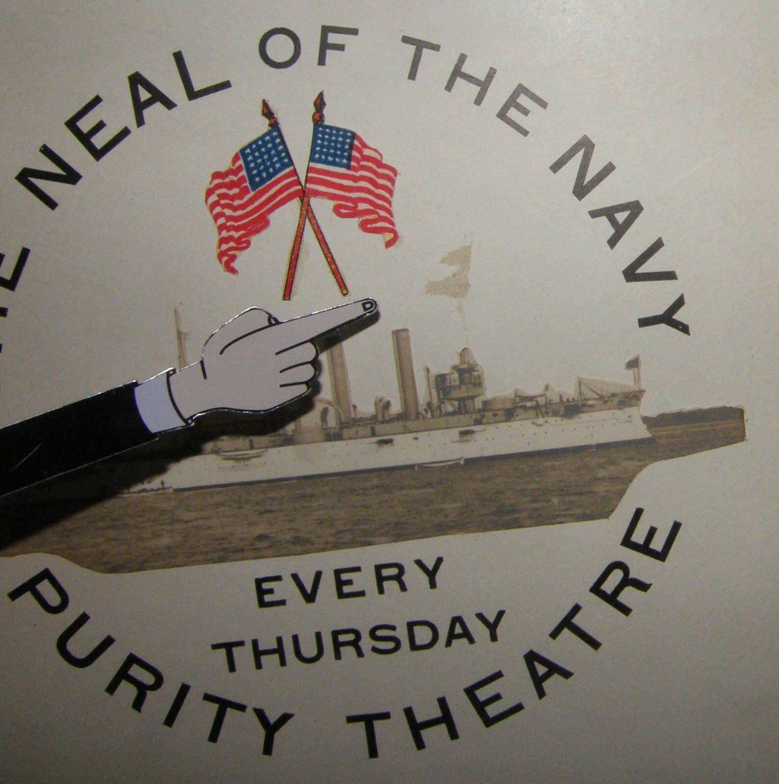 1915 Antique WW1 NEAL OF NAVY Movie Poster Sign Military Warship Purity Theatre