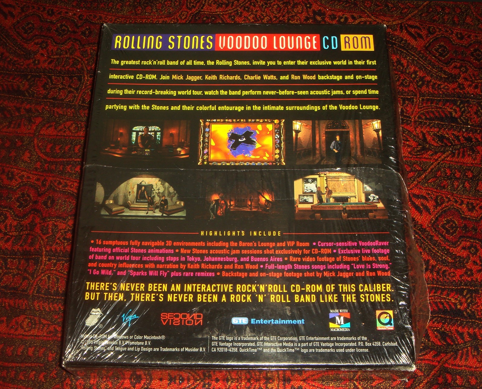 ROLLING STONES “Voodoo Lounge” CD ROM 1995 Virgin Interactive Mac/Pc NEW SEALED