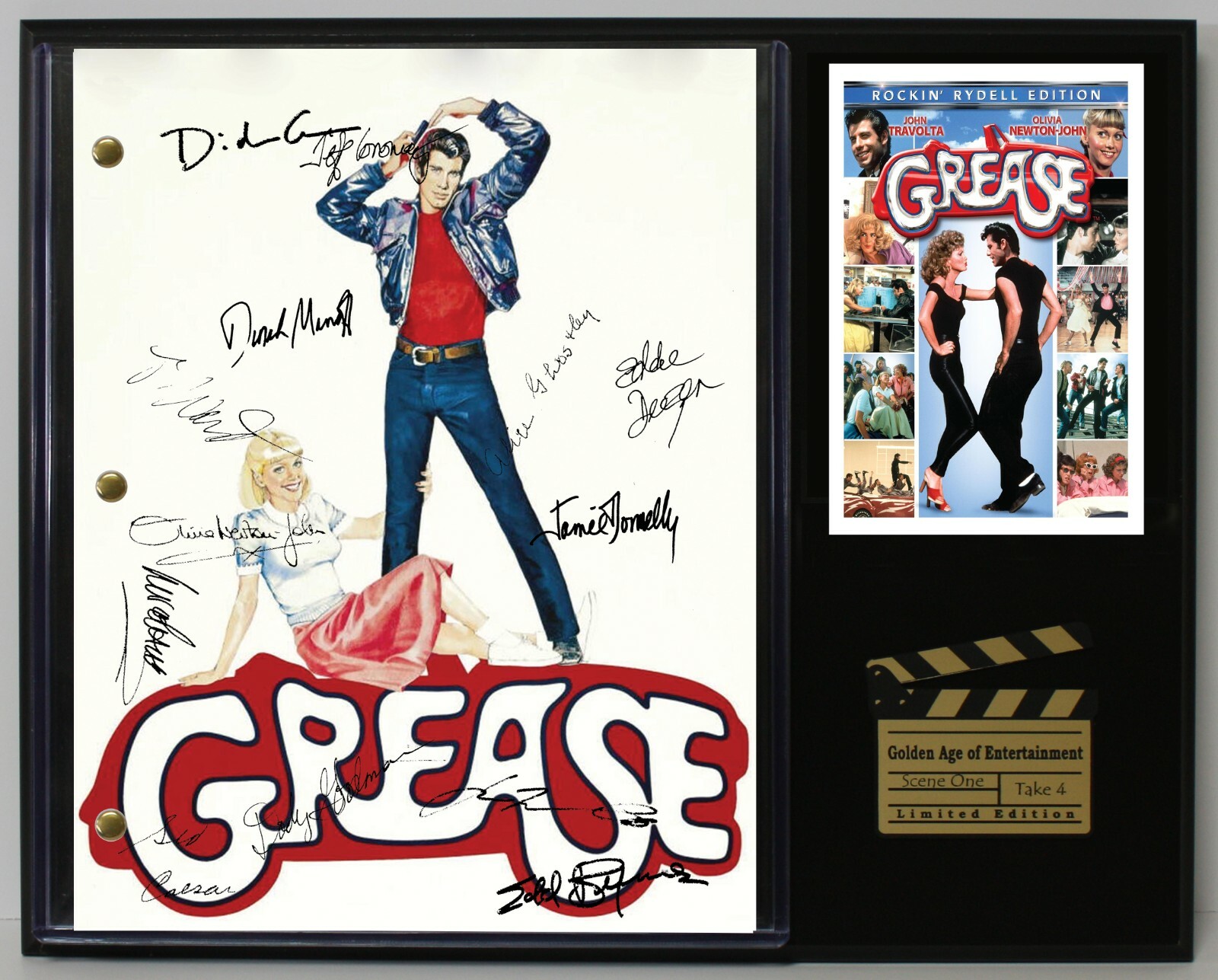 Grease Reproduction Signed Movie Script Wood Plaque Display
