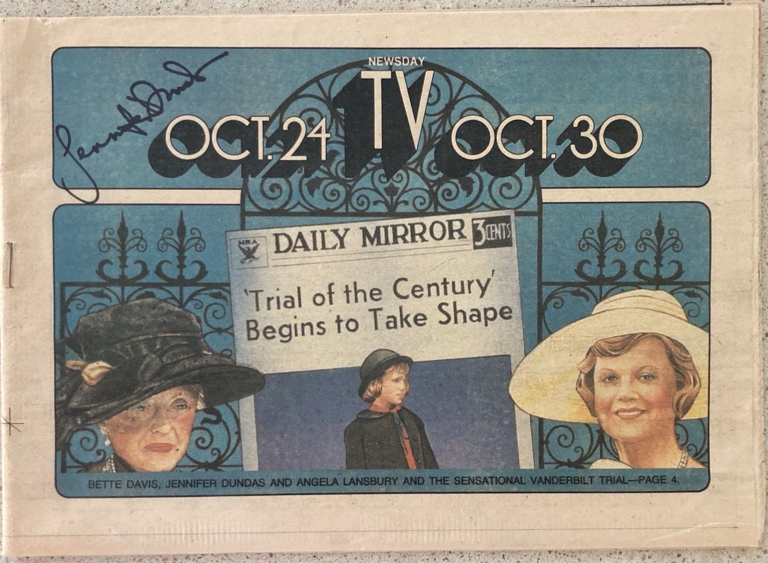 JENNIFER DUNDAS Signed Local TV Guide Newsday Regional LI NY – October 24 1982