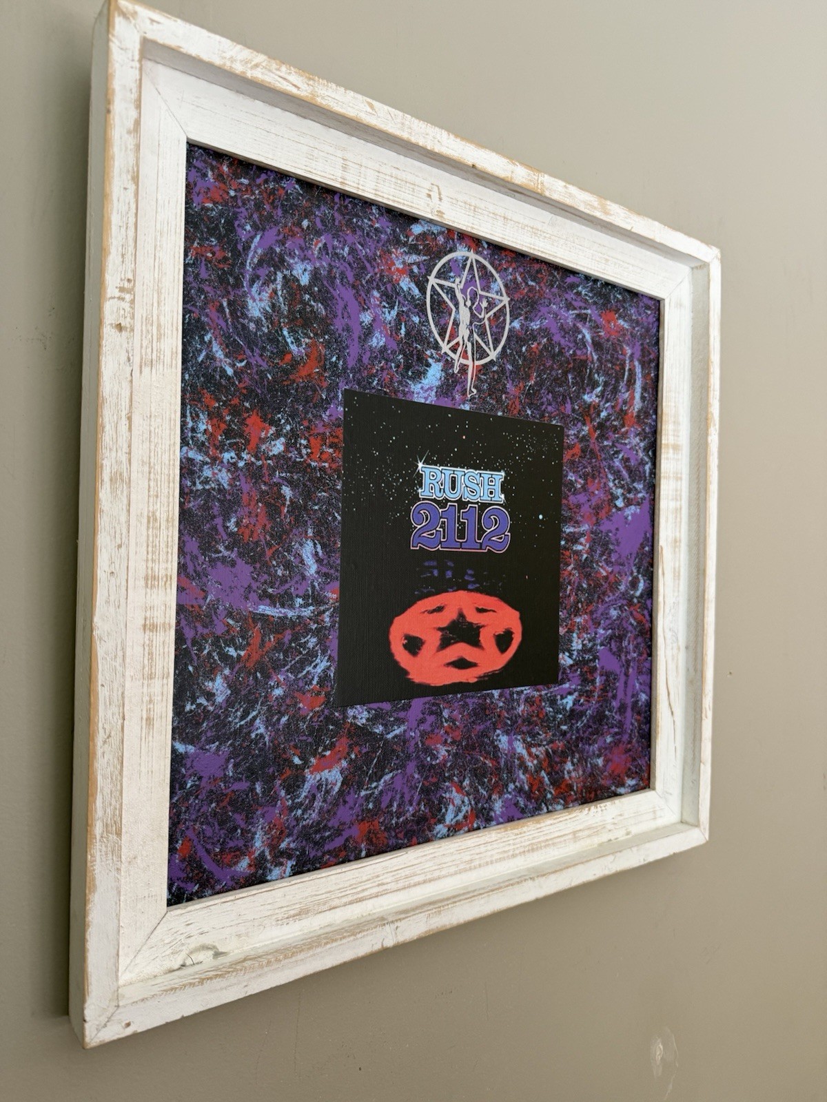 Rush 2112 Framed Wall Art – Handmade Abstract Mixed Media Rock Album Art 20”x 20