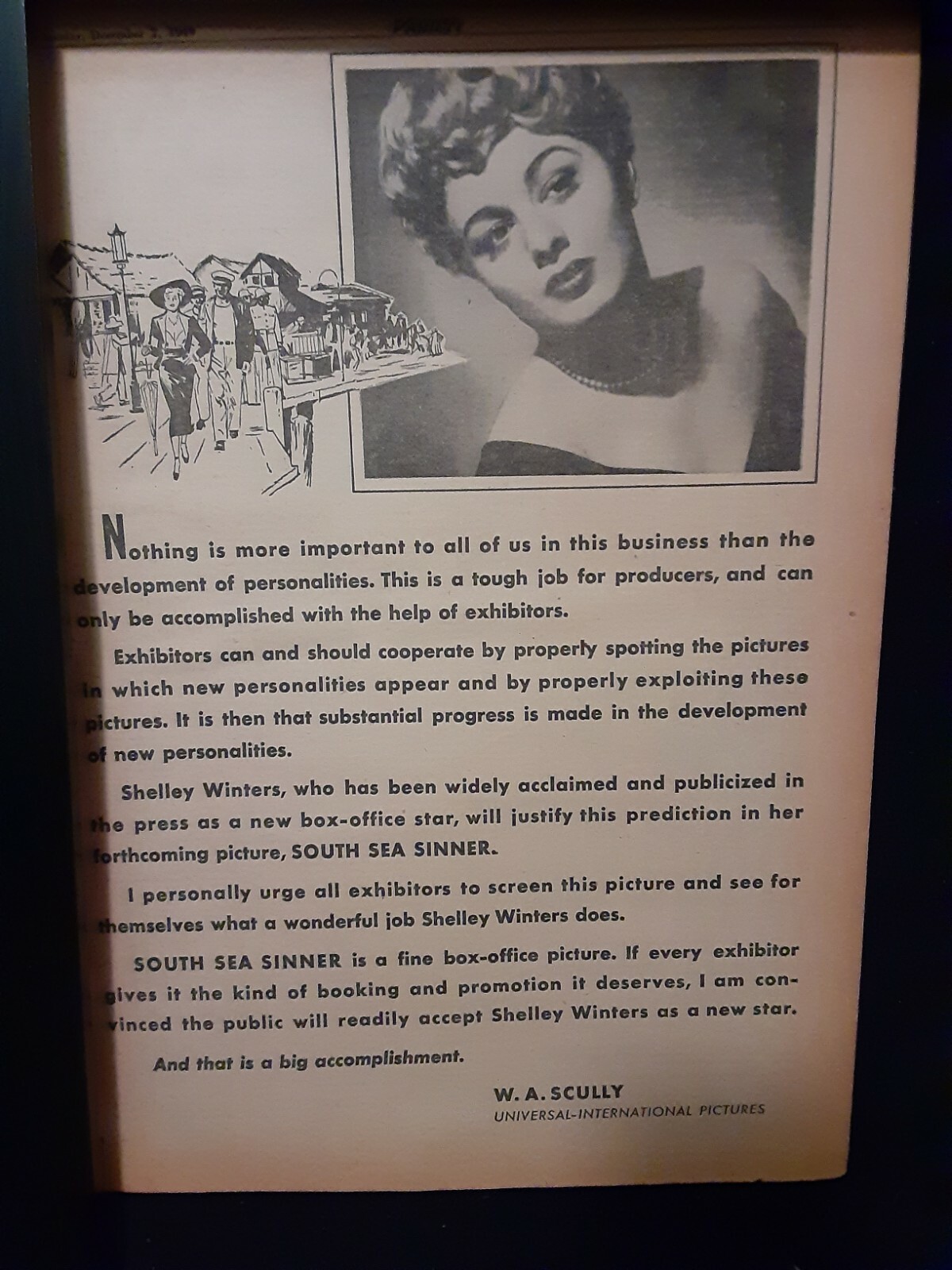 South Sea Sinner Rare Original 1949 Promo Poster Ad Framed!