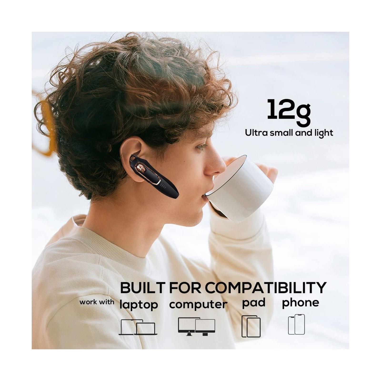 Bluetooth Headset V5.4，Bluetooth Earpiece with Micros, Noise Ca… FAST U