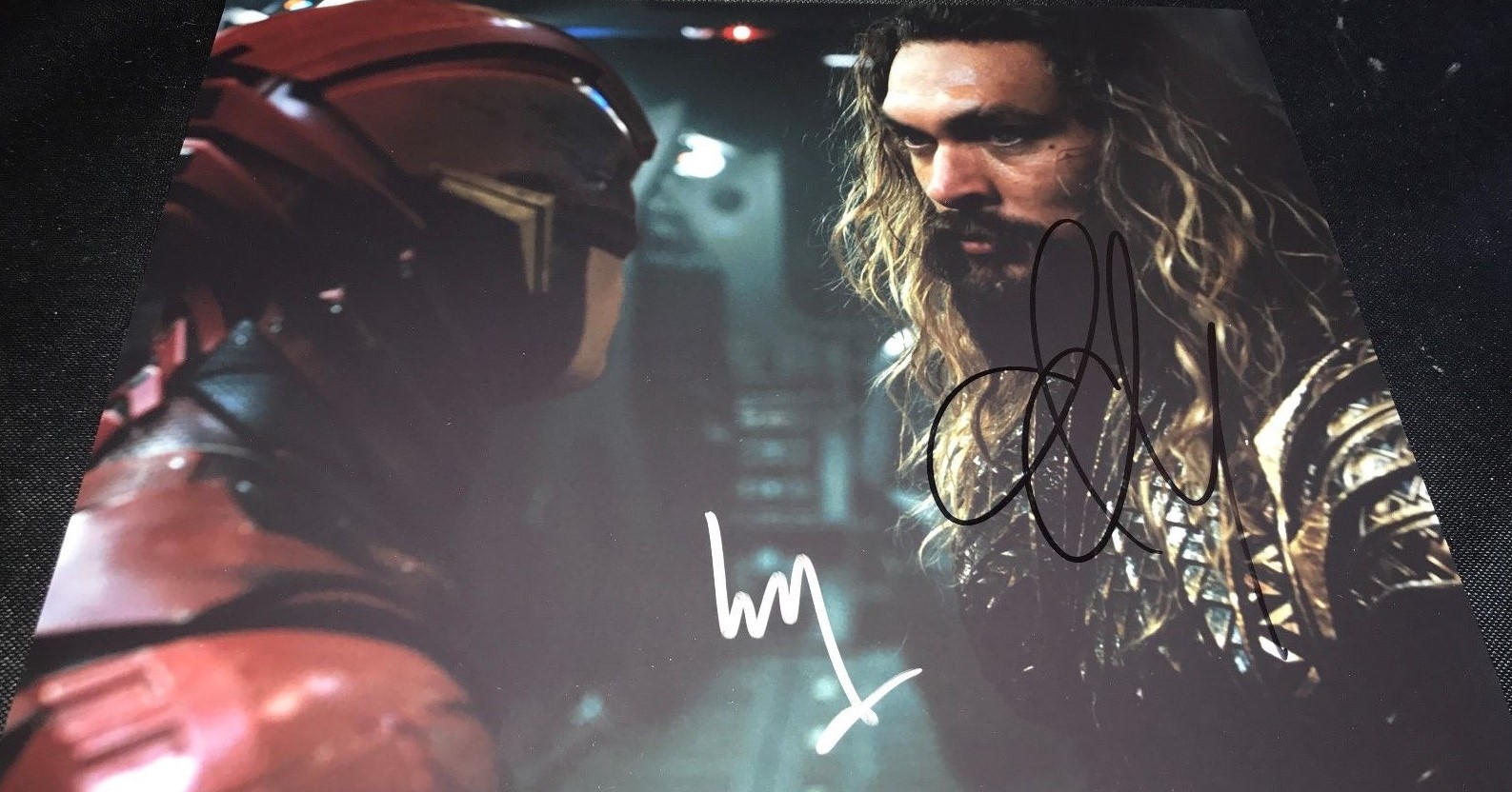 Jason Momoa & Ezra Miller Justice League Signed 11×14 Autographed Photo COA