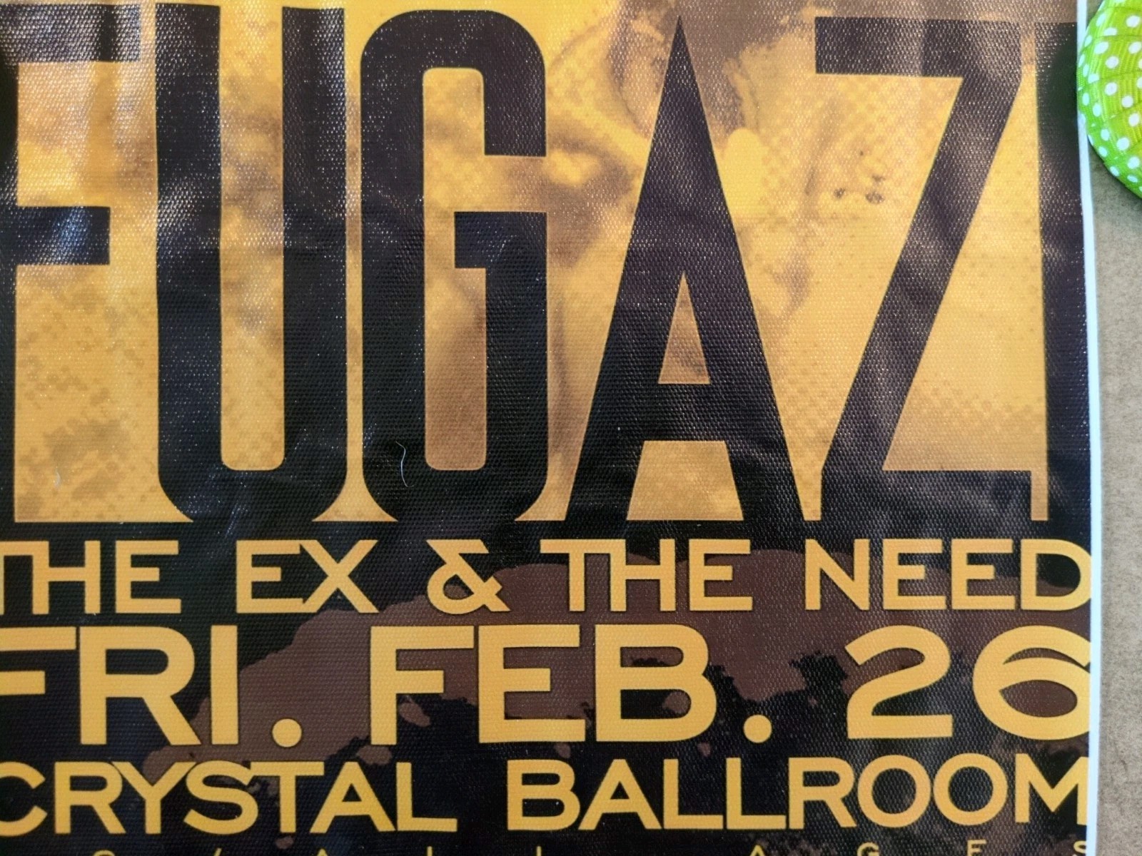 FUGAZI ALL AGES SHOW @ Crystal Ballroom 12″ X 8″ CONCERT POSTER Vinyl Rare