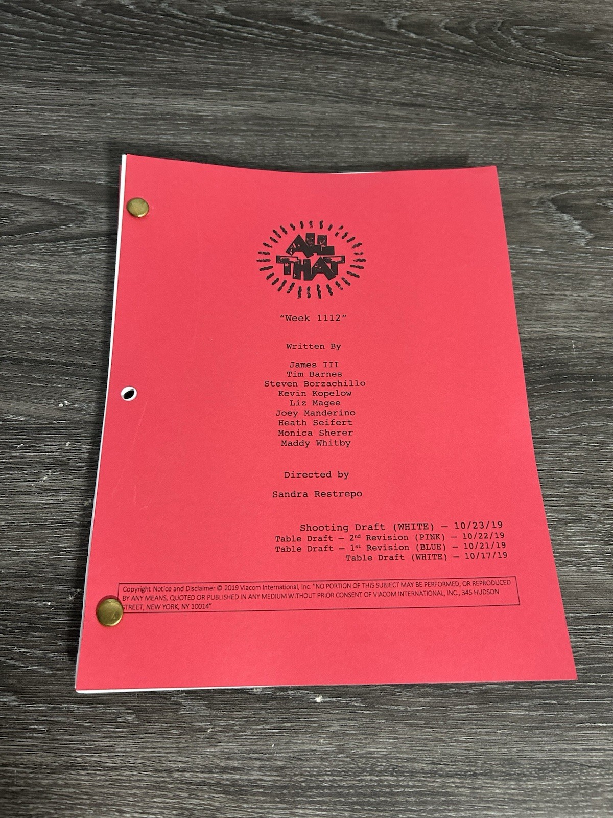 All That Nickelodeon Final Season Orignal Script Shooting Draft 2019