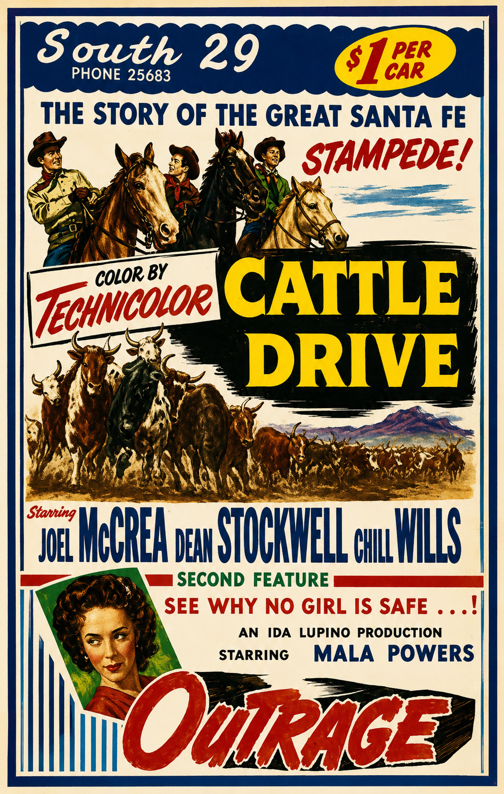 Magnet Vintage Drive-In Movie Theater Ad Charlotte, North Carolina 2.5×3.5