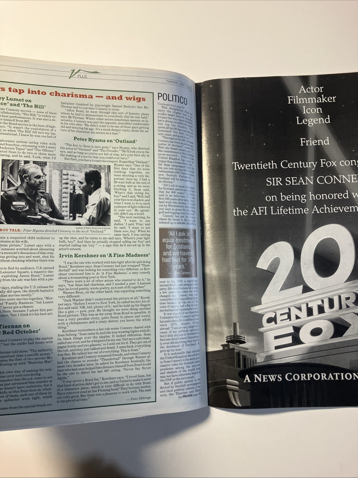 2006 Tribute To Sean Connery AFI Life Achievement Award Daily Variety Promo