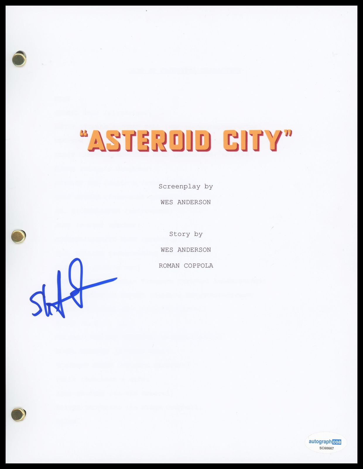 Stephen Park “Asteroid City” AUTOGRAPH Signed ‘Roger Cho’ Script Screenplay ACOA