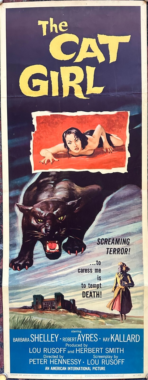 The Cat Girl Barbara Shelley Vintage Original Movie Insert Poster (1957) 14″x36″