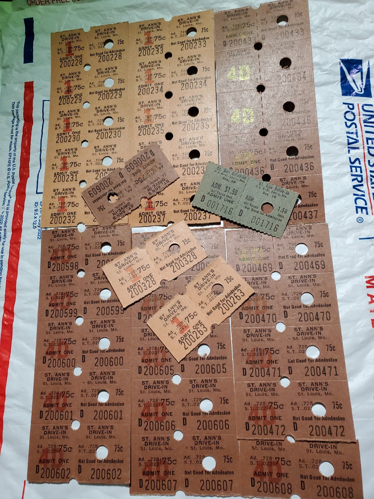 34 Lot Whole Rare Vtg St Ann’s Ann Drive In Theater Movie Tickets Missouri