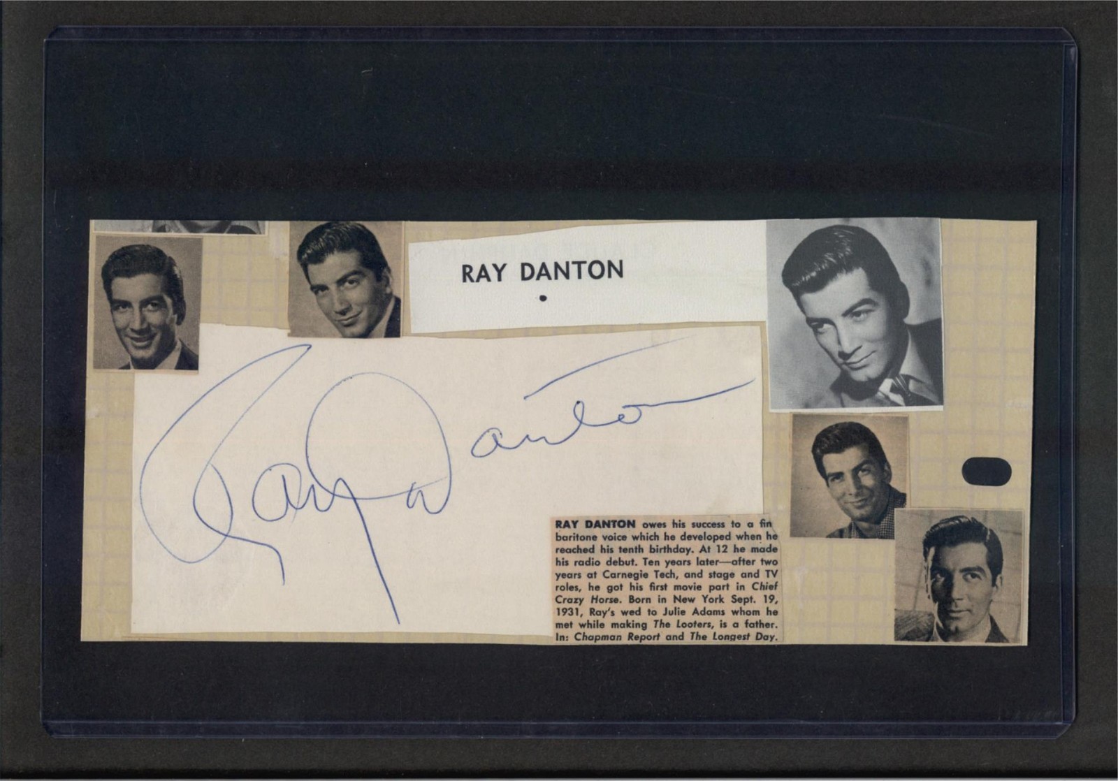 Lee Patrick – Maltese Falcon – Signed Autograph Scrapbook Page – Ray Danton*