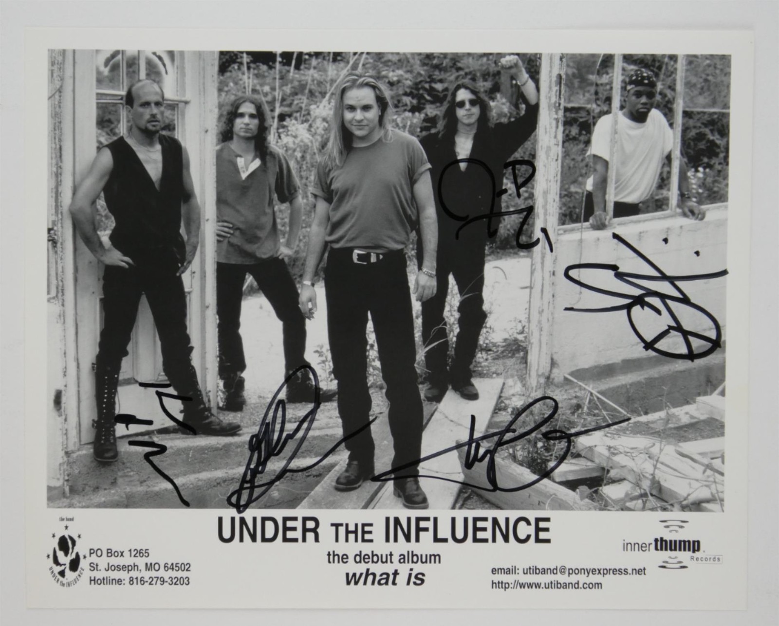 Under The Influence Band Signed 8×10 B&W Photo What Is Autographed