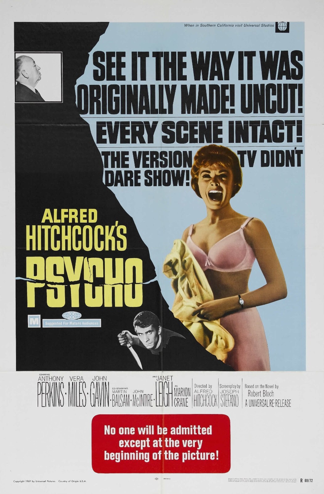 1960 Psycho Movie Poster 11X17 Alfred Hitchcock Norman Bates Marion Crane 🔪🍿